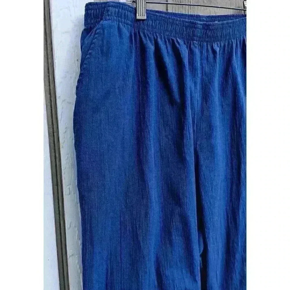 Rebecca Malone Women's Pull On Pants Navy Blue Size Petite Large Elastic Waist - Picture 2 of 6